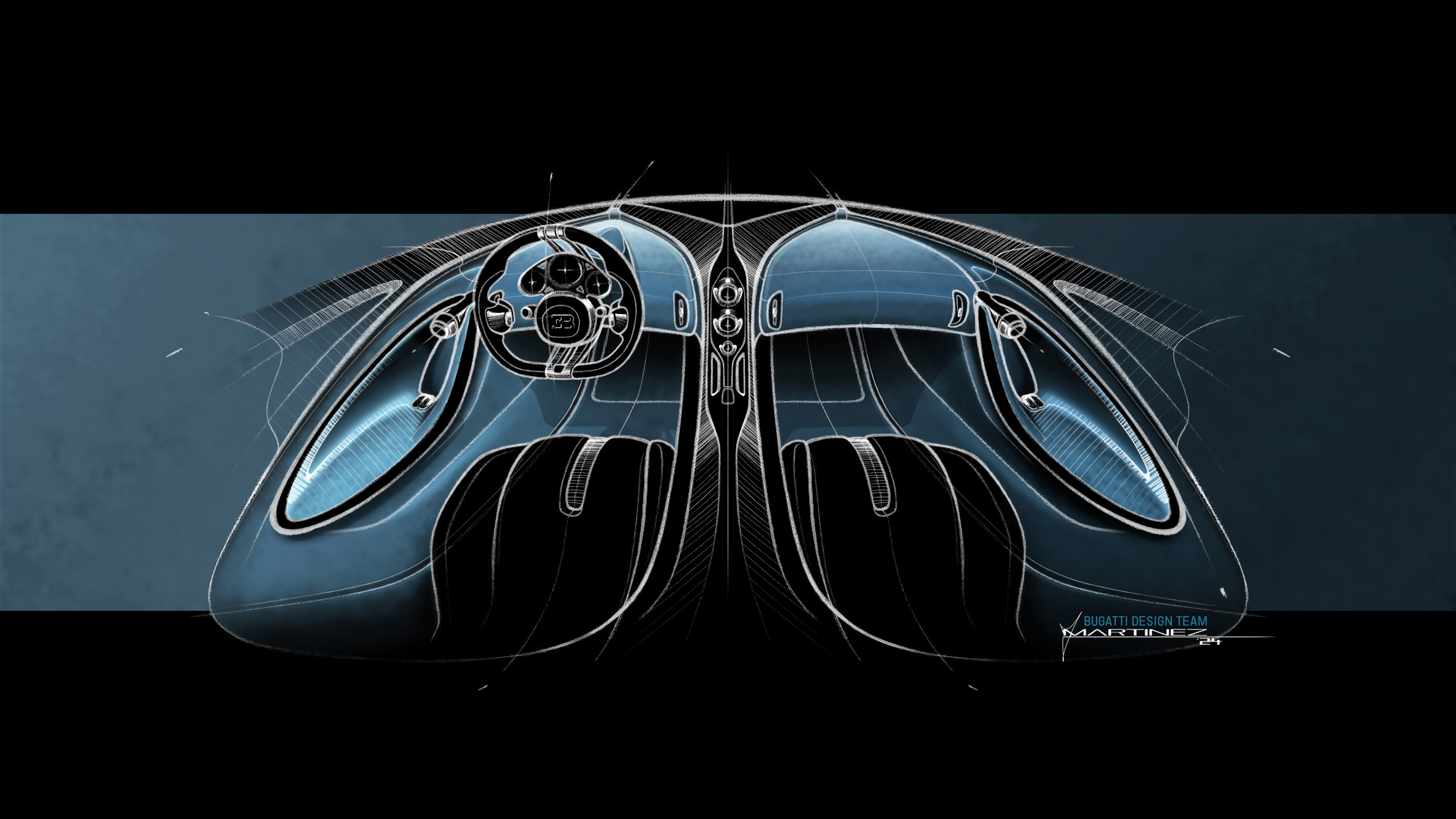 Croquis du design intérieur de la Bugatti Tourbillon.