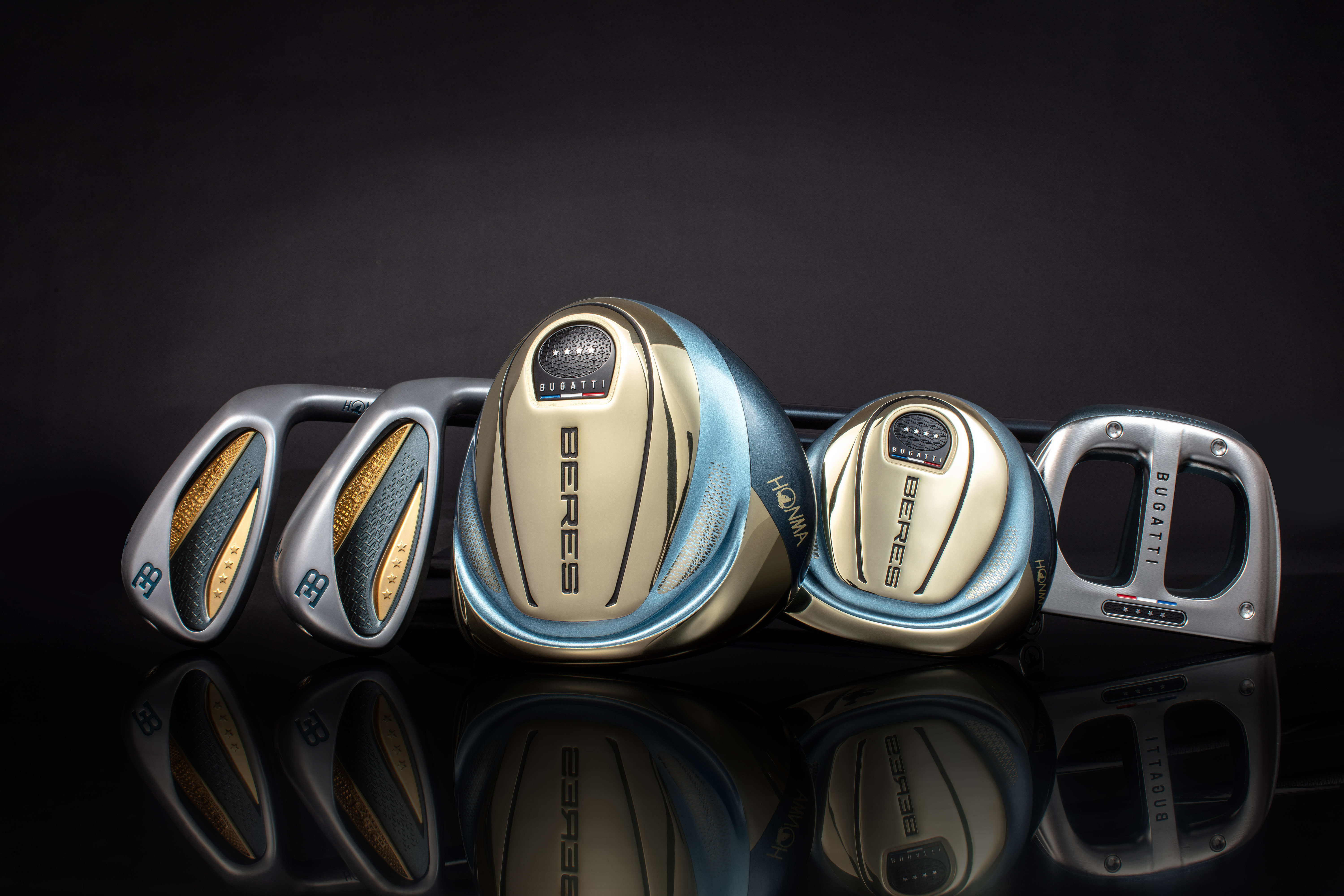 The BERES Super Premium collection features Bugatti's legendary C-line, integrated into the head of each club.