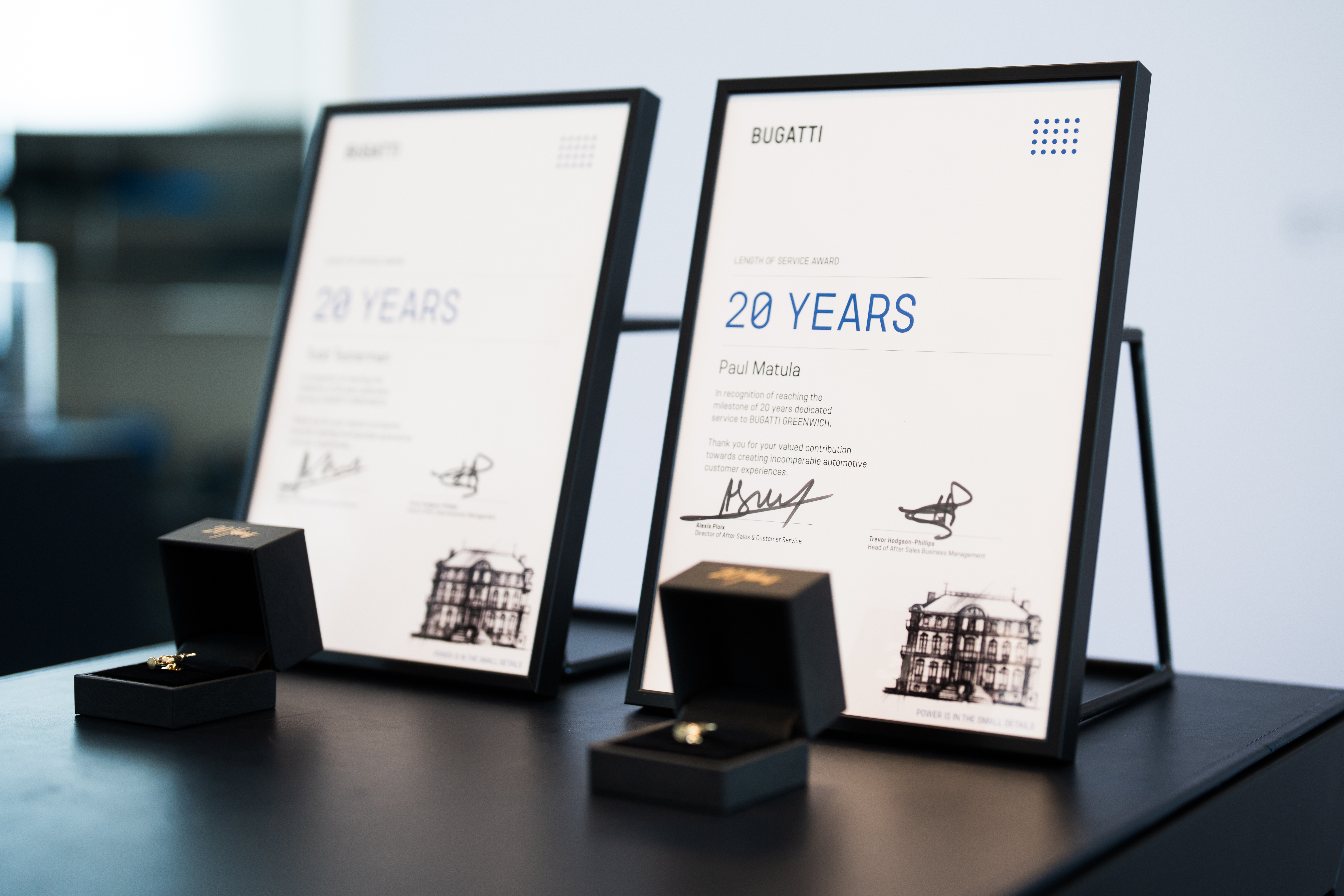 Bugatti celebrates 20 years of dedication to the brand as part of the Length of Service Recognition Programme.